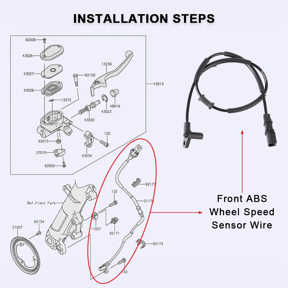 ABS Wheel Speed Sensor Wire Accessories For Kawasaki Ninja 400 Ninja400 Z400 Z 400 2019-2022 Motorcycle Front Wheel Signal Cable