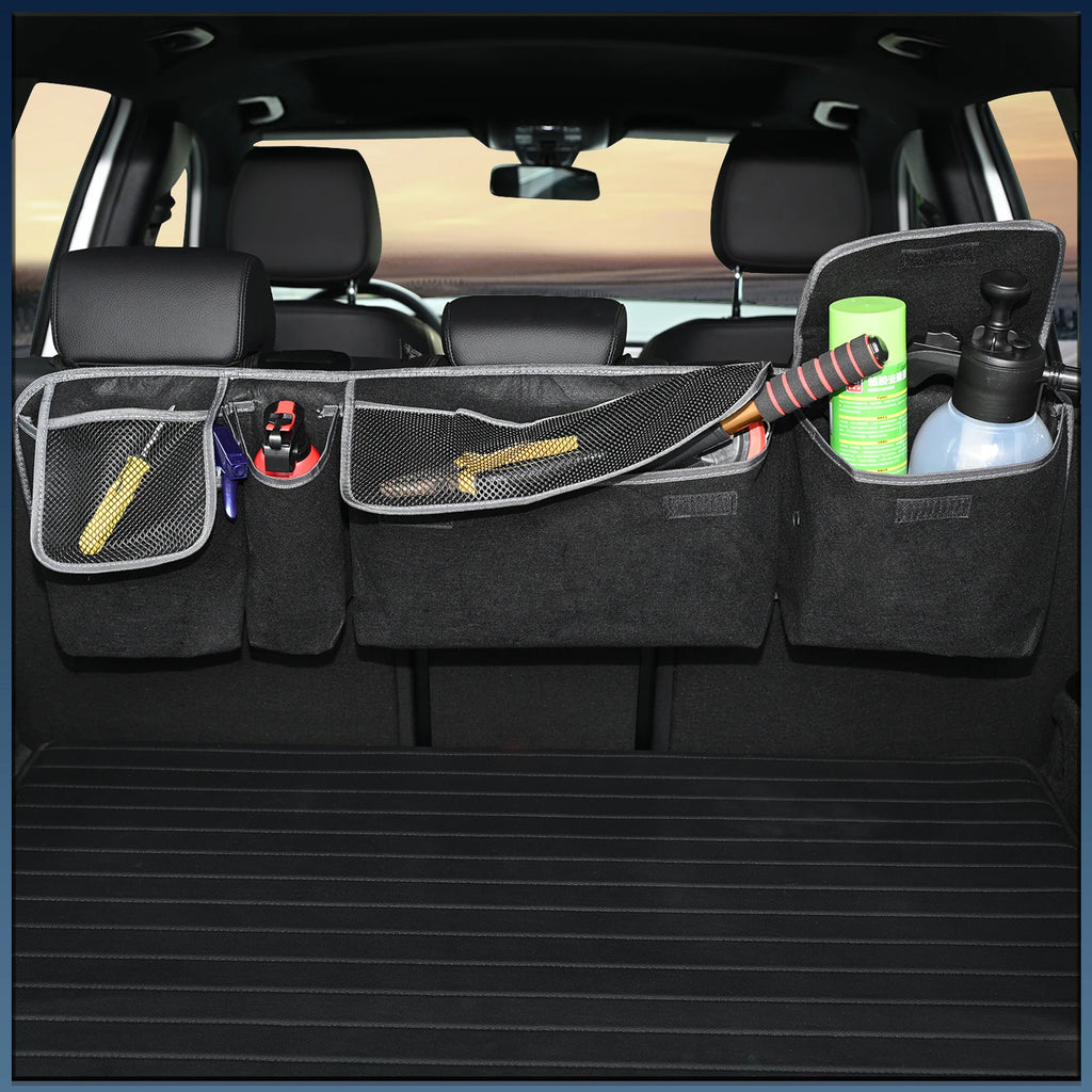 Universal Car Truck storage Bag Back Seat Backseat Organizer Felt W/ Extra Mesh Net Pockets Hanging Organiser Car Accessories
