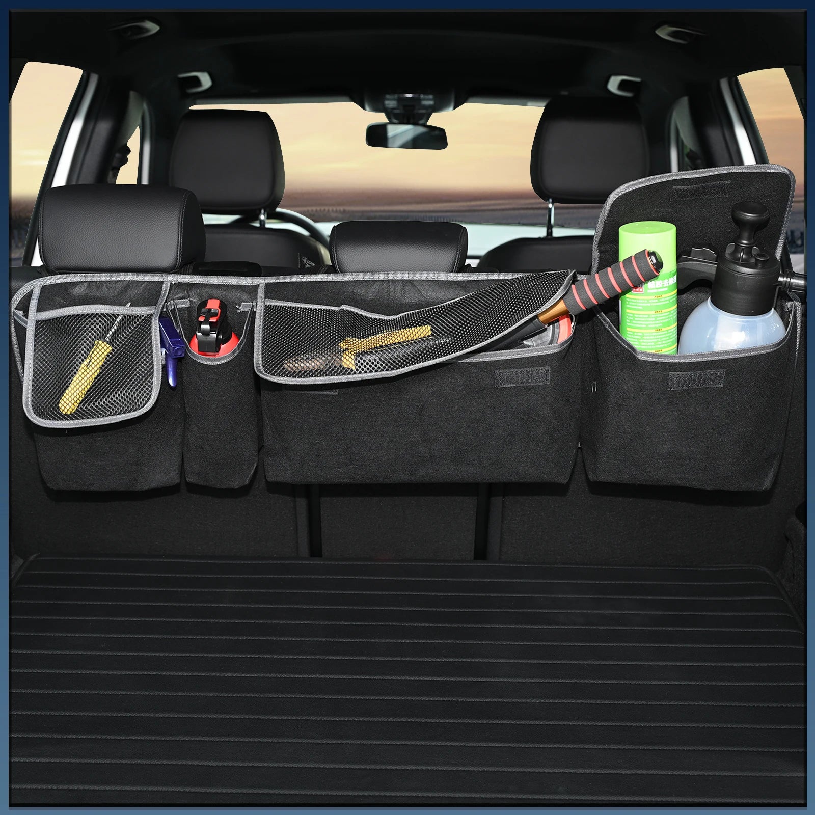 Universal Car Truck storage Bag Back Seat Backseat Organizer Felt W/ Extra Mesh Net Pockets Hanging Organiser Car Accessories