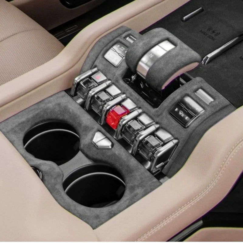 TOP SUEDE Overlays Interior Trims for BYD Formula Leopard 8 Door Panel, Central Control Shift Mat, Left and Right Air Vents