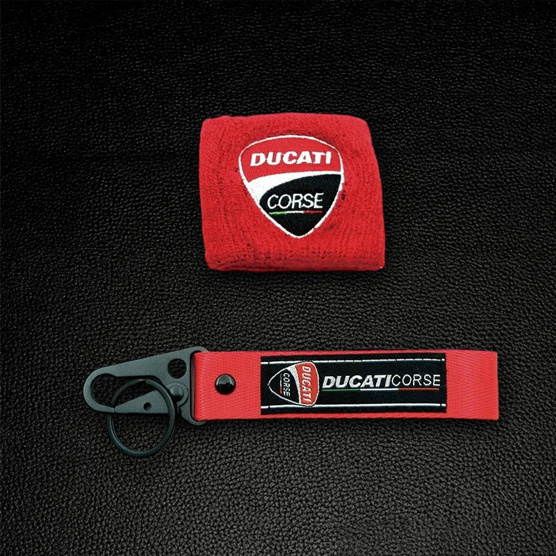 1/2pc Motorcycle Embroidery Front Fluid Oil Brake Reservoir Sock Cover for Ducati Monster Panigale Diavel V4 Scrambler Accessory