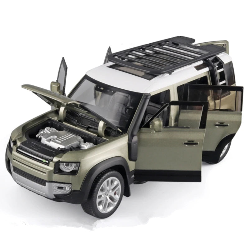 1/18 Range Land Rover Defender SUV Alloy Car Model Diecast Metal Toy Off-road Vehicle Car Model Sound Light Simulation Kids Gift