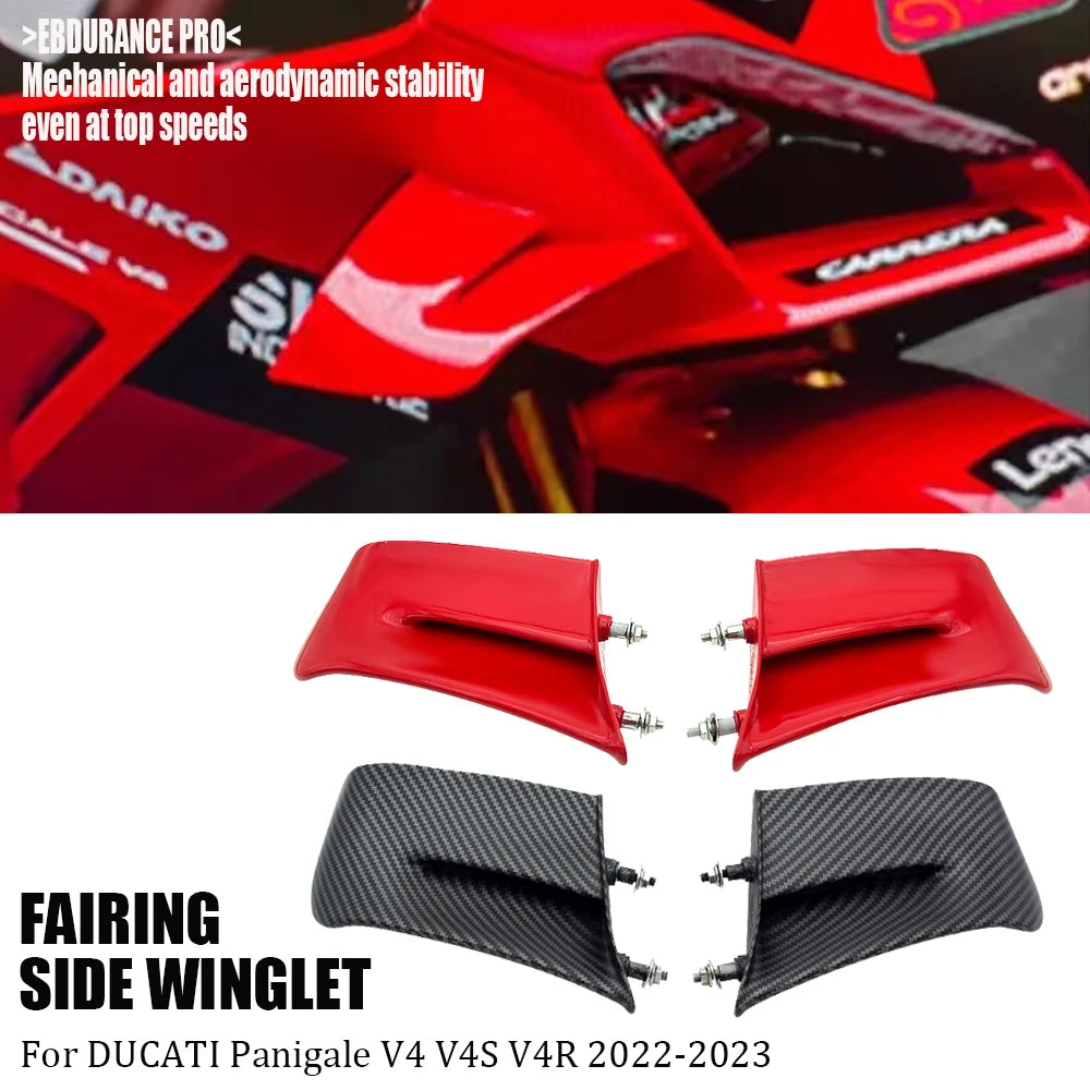 For Ducati Panigale V4 V4S V4R 2022 2023 carbon fiber patterned wings, side panels, fixed wing cover kit, red kit