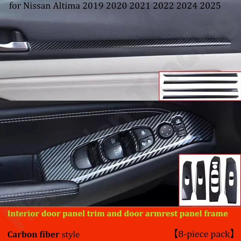 for Nissan Altima 2019 2020~2025 Door armrest panel frame/glass lift decorative sticker/interior modification