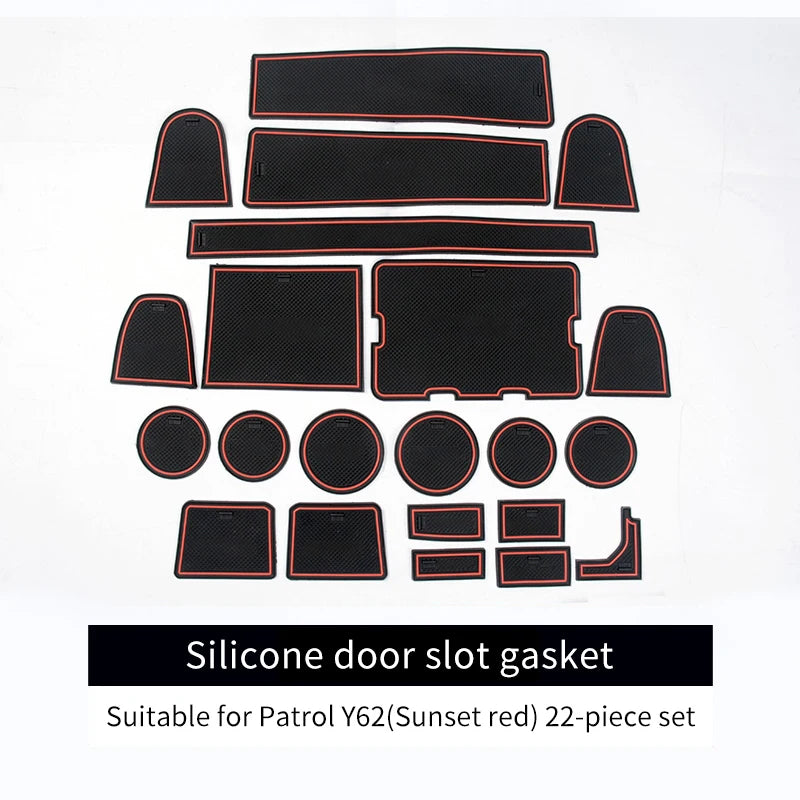 For Nissan Patrol Y62 Water Cup Storage Box Mat Non-Slip Interior Design Accessories Modification Protective Cleaning Pad 2020