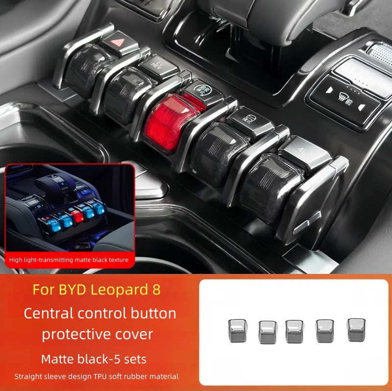 Car Central Control Button Protective Cover Fit for BYD Leopard 5 Leopard 8 Auto Central Control Button TPU Protective Shell