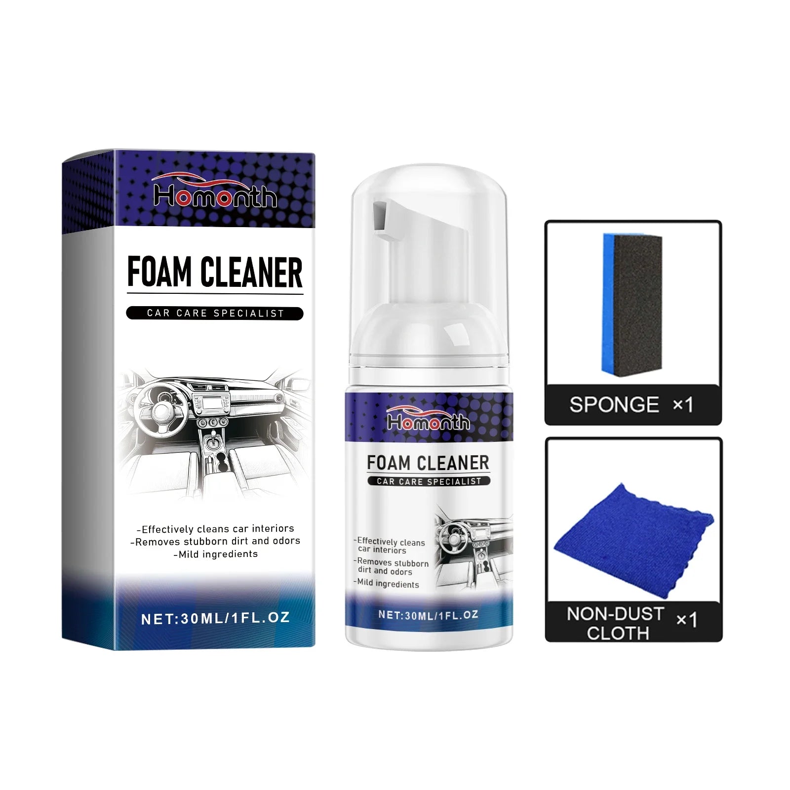 Specialized detergent for car interior deeply cleans dirt on seats, refreshes faded interior surfaces, enhances gloss and provides lasting care protection to keep the car interior tidy and new-looking. Overseas Warehouse Delivery