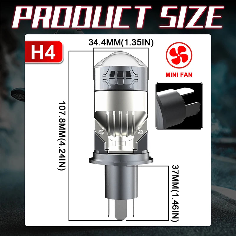 6200W H4 Bi LED Mini Projector Lens 7200000LM Bright Car Headlight CANBUS H4 Led CSP High Low Beam 12V Auto Motorcycle Mini Lens