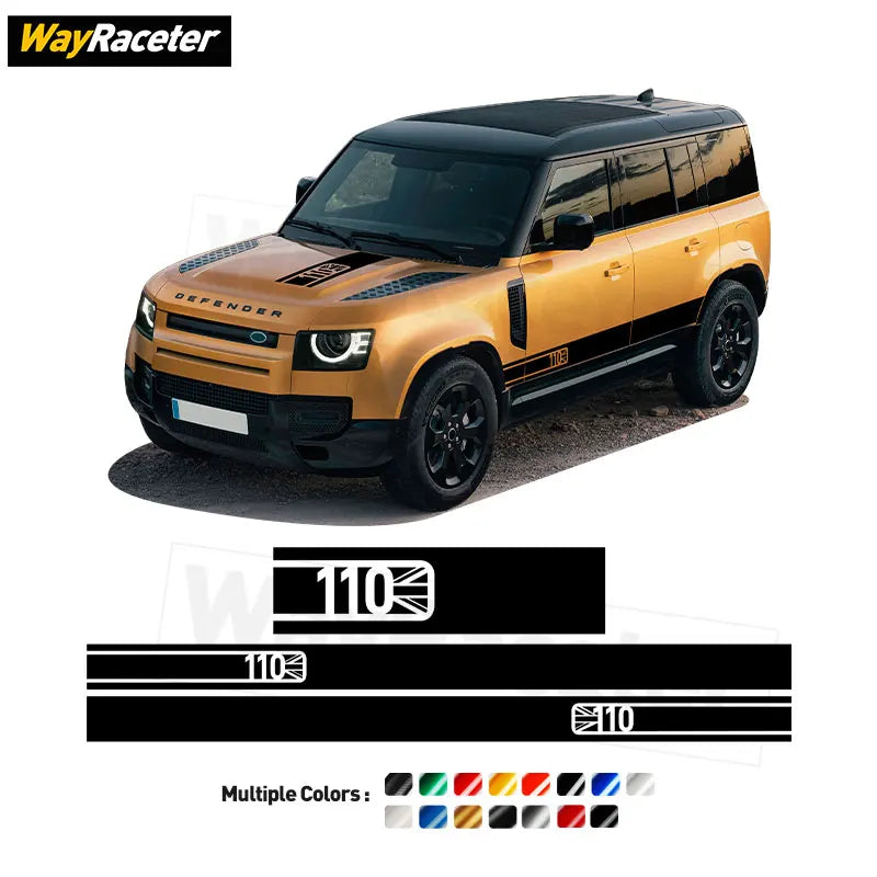 3 Pcs/Set Door Side Stripes Sticker Union Jack Hood Bonnet Decal For Land Rover Defender L663 110 2025 2024 2023 2020 Accessorie