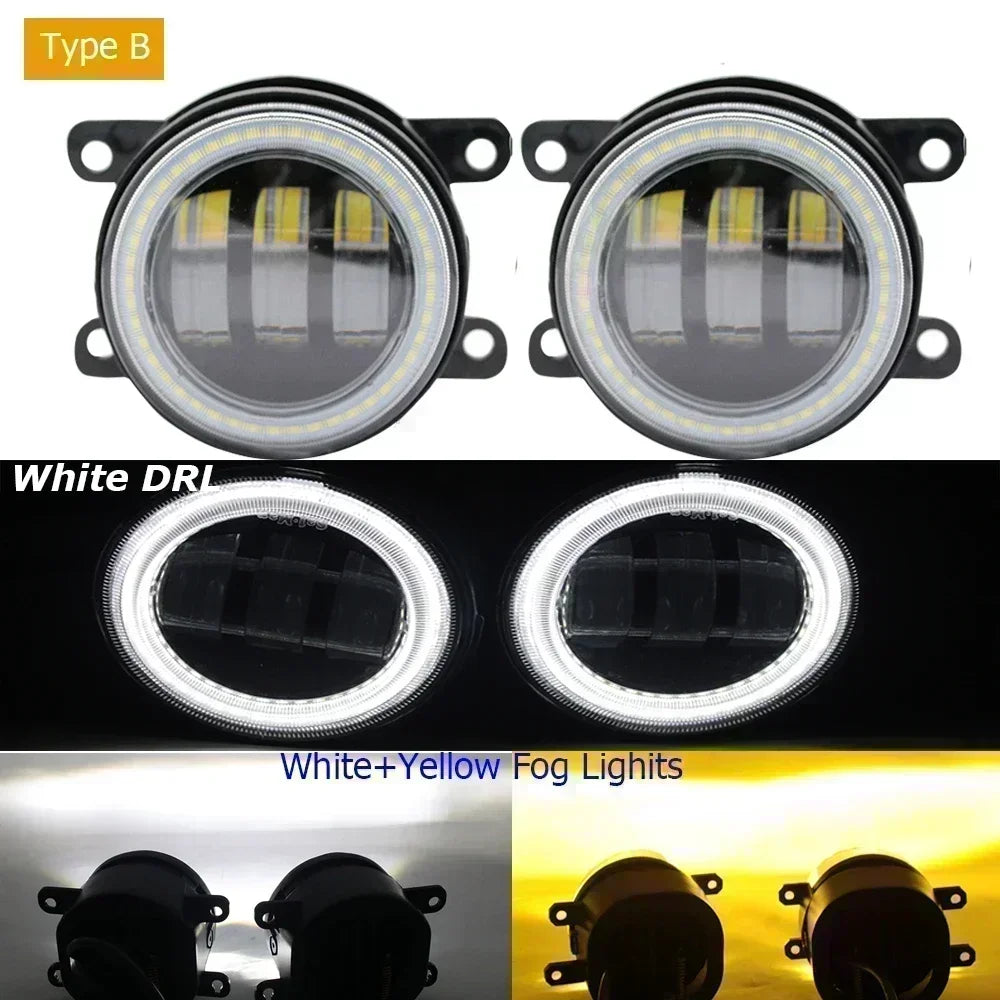 مصابيح ضباب LED ثنائية اللون عيون الملاك ضوء نهاري عالي الطاقة 40 وات لنيسان باثفايندر MK4 R52 فيس ليفت 2017 2018 2019 2020
