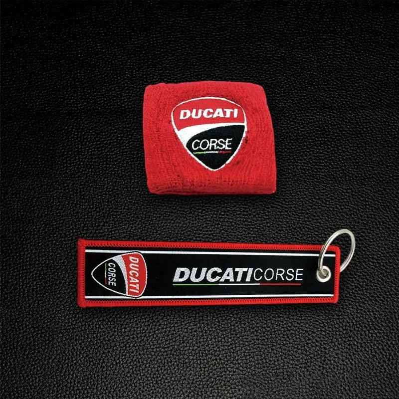 for Motorcycle Embroidery Front Fluid Oil Brake Reservoir Sock Cover Ducati Monster Panigale Diavel Superleggera V4 V2 Scrambler