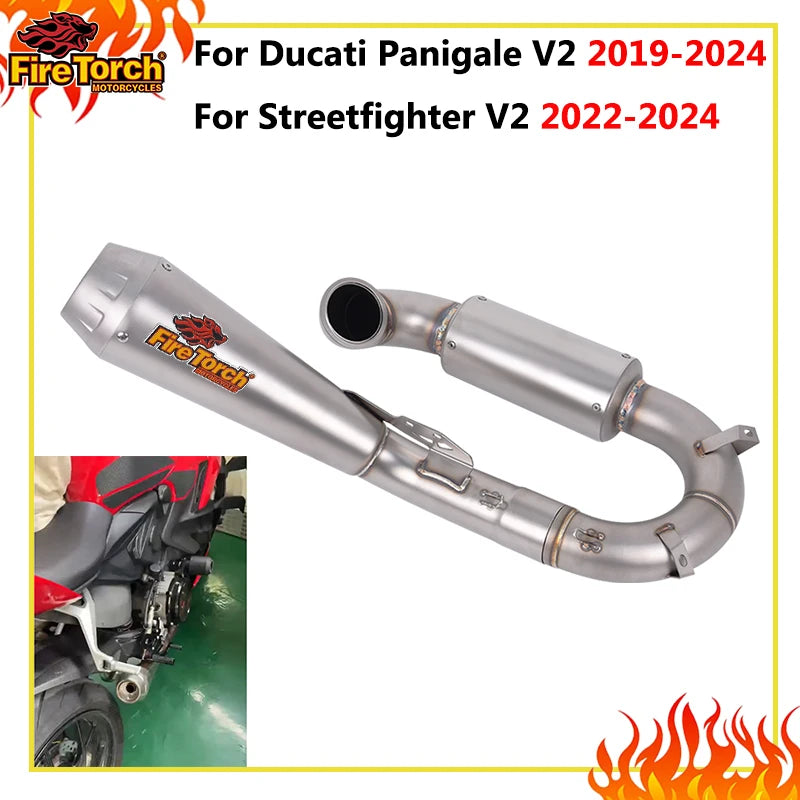 Motorcycle Exhaust Systems Slip On Stainless Link Pipe Muffler DB Killer For Ducati Ducati Panigale V2 Streetfighter 2019 - 2024
