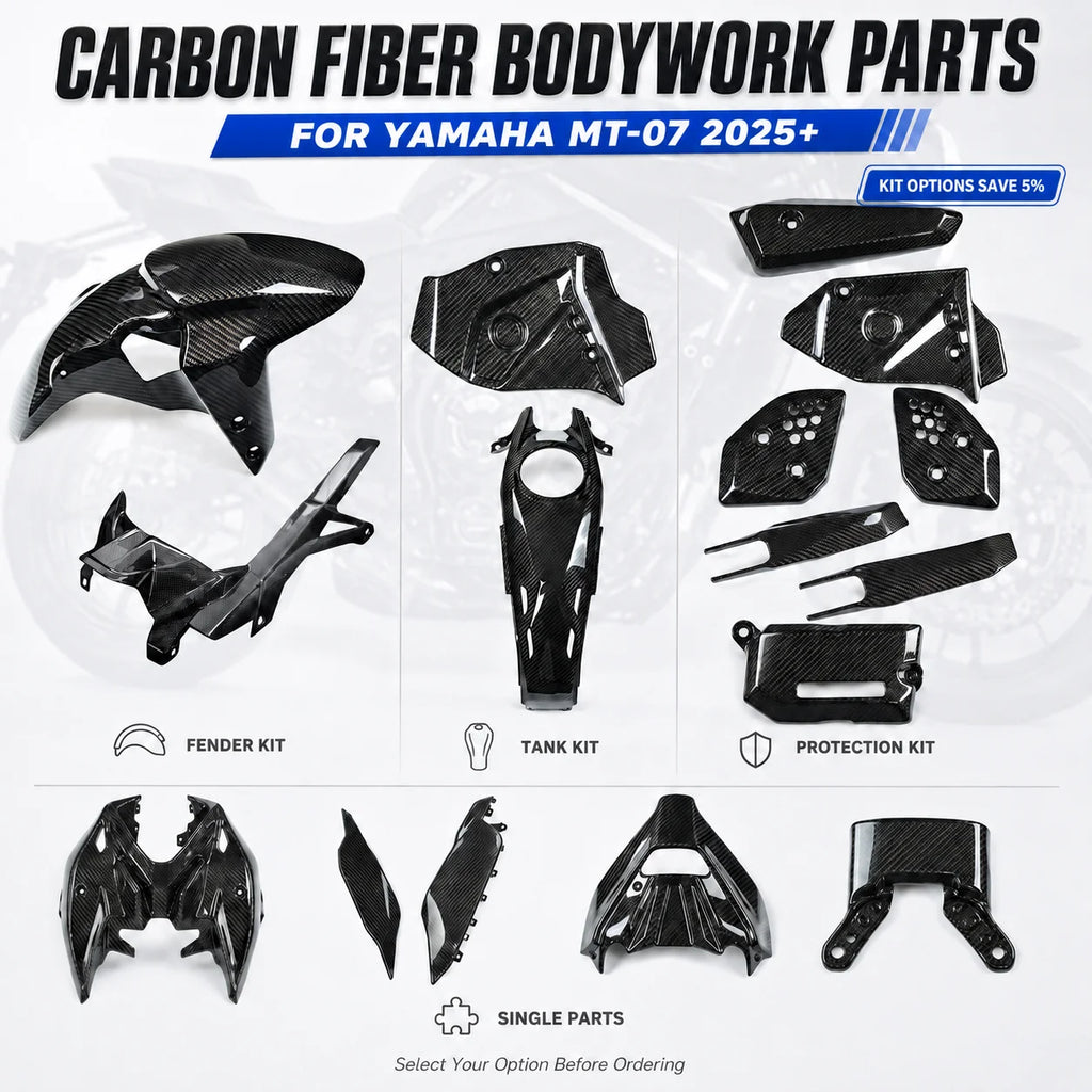 Bodywork Fairing Kit Options Carbon Fiber Fender Panel Cover Set Upgrade for Yamaha MT07 MT-07 2025+ Motorcycle Accessories