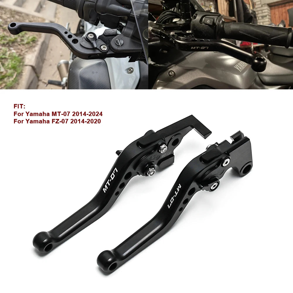 2024 MT-07 Short Brake Clutch Levers For Yamaha FZ-07 MT07 2014-2023 Motorcycle Accessories Adjustable Front Control Handles