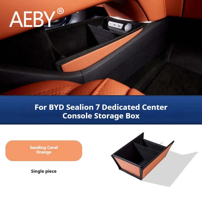 AEBY For BYD Sealion 7 2024 Center Console Organizer Waterproof Anti-Slip Central Lower Layer Storage Tray Interior Accessories