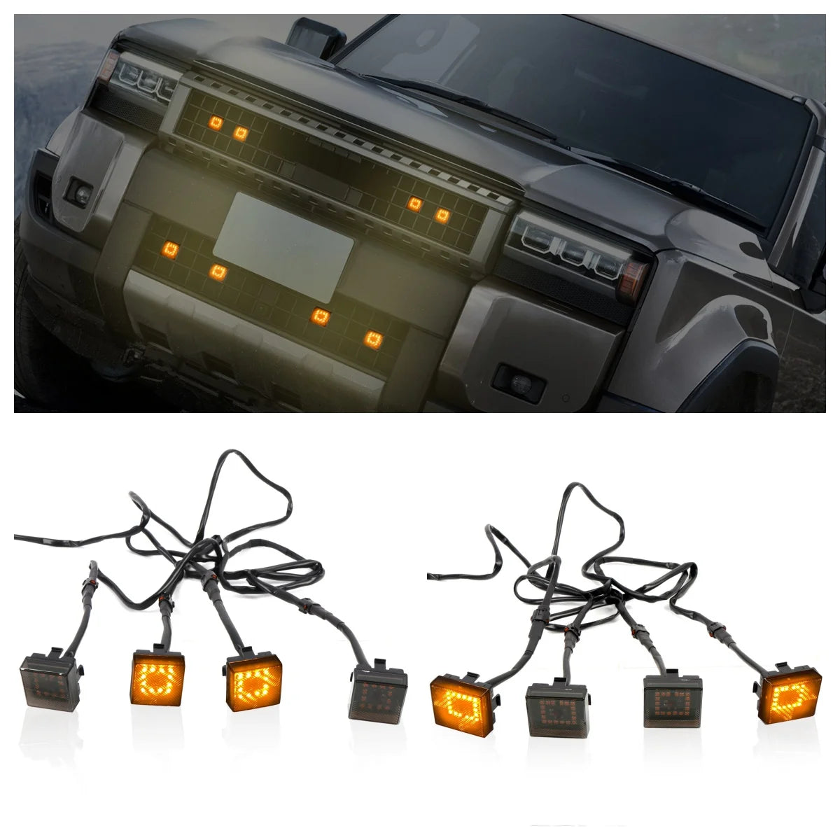 مناسب لسيارة تويوتا لاند كروزر برادو J250 LC250 2024 2025 ضوء شبكة أمامية LED مصباح تحذير للقيادة النهارية شبكة DRL ضوء أصفر