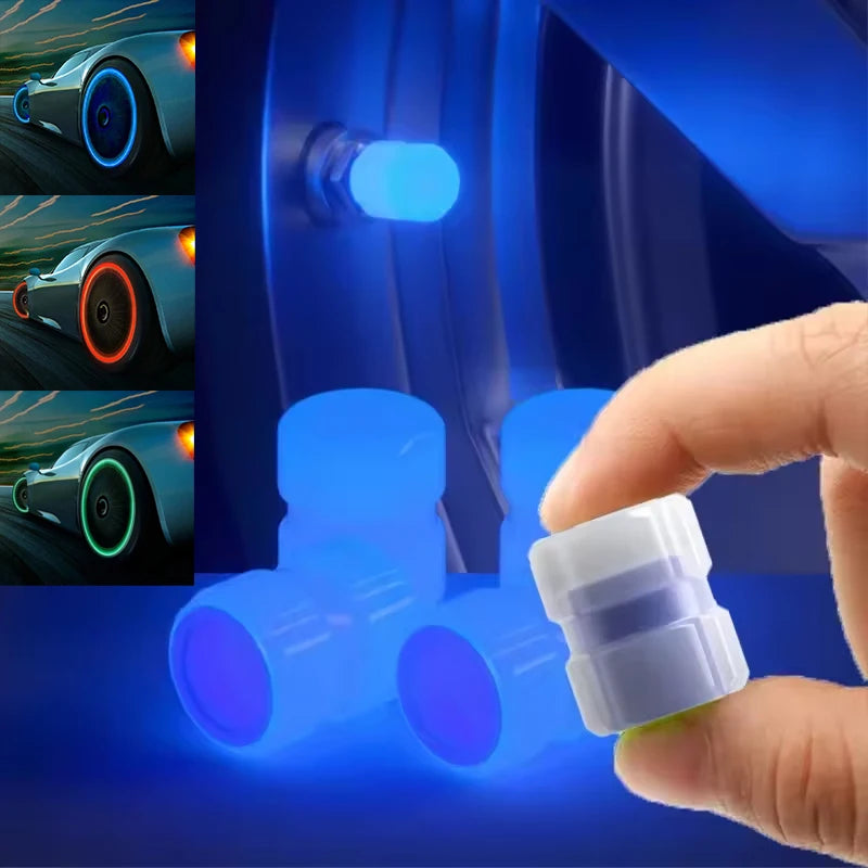 Fluorescent Night Glowing Valve Caps 4Pcs Luminous Car Wheel Tyre Hub Styling Accessories For Audi BMW Mercedes Benz VW Porsche