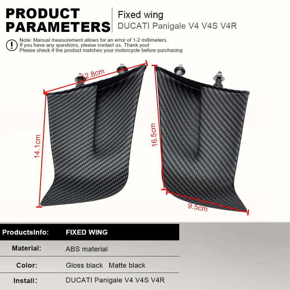 For Ducati Panigale V4 V4S V4R 2022 2023 carbon fiber patterned wings, side panels, fixed wing cover kit, red kit