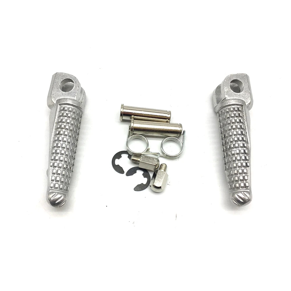 Motorcycle Silver Front Rider Foot Pegs Footrest Bracket Fit For Kawasaki Ninja ZX12R 2002-2005