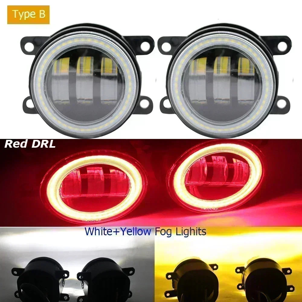 Two-Color Led Fog Lights Angel Eyes Day Light High Power 40W For Nissan Pathfinder MK4 R52 Facelift 2017 2018 2019 2020