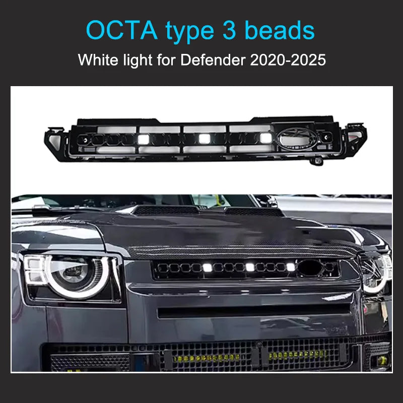 90 110 130 2020-2025 Led Decoration Light LED Dynamic Running Light Exterior item Front Grille Lamp for Land Rover Defender