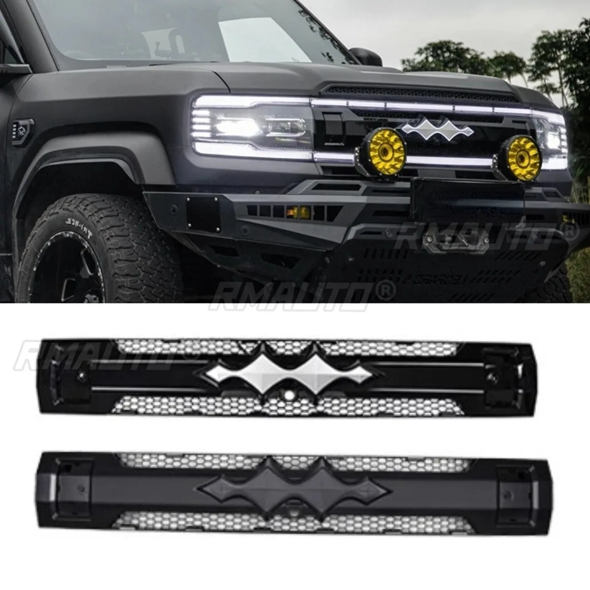 For BYD Leopard 5 Car LED Bumper Grill Decorative Cover Trim Racing Grille Body Kit Front Bumper Grill Exterior Part