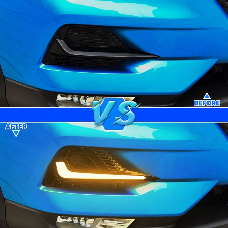 2PCS LED Daytime Running Light Dynamic Turn Yellow Signal Car DRL 12V LED Fog Lamp  For Nissan Qashqai 2019 2020 2021 2022
