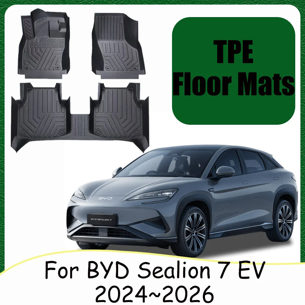 For BYD Sealion 7 EV 07 EV 2024~2026 2025 LHD RHD Car TPE Floor Mats Waterproof Carpets Interior Protection Accessories