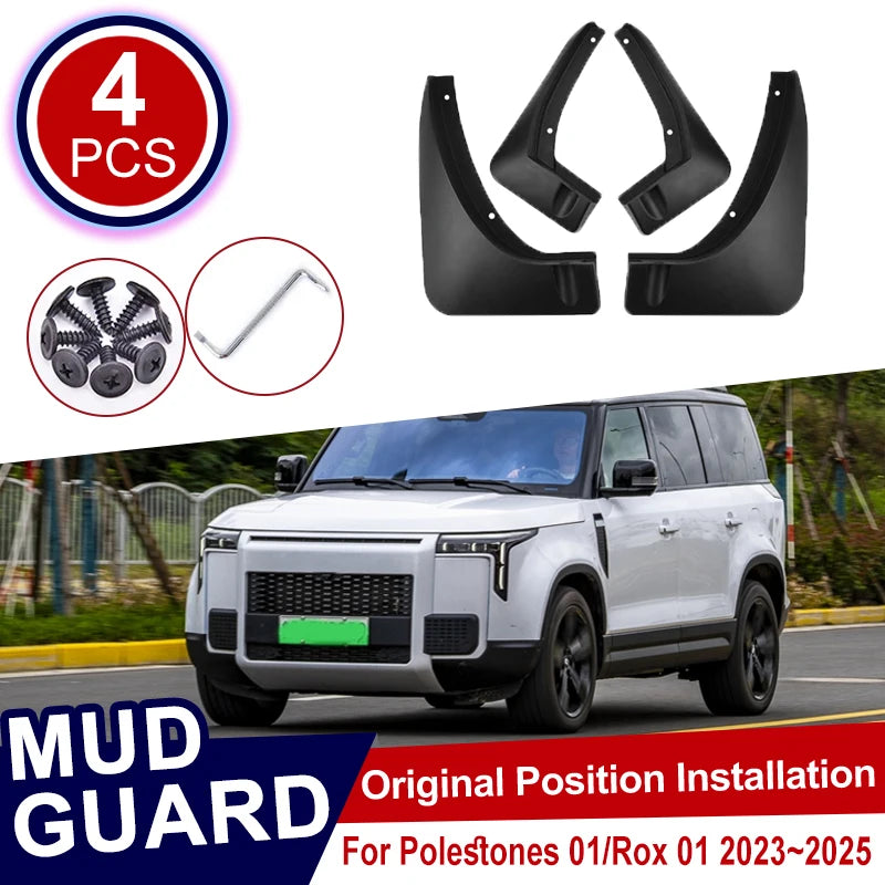 For Polestones 01 2023 2024 2025 Rox 01 4PCS Car Mudflap Cover Mudguards Fender Wheels Protection Anti-Scratch Tire Rear Muds