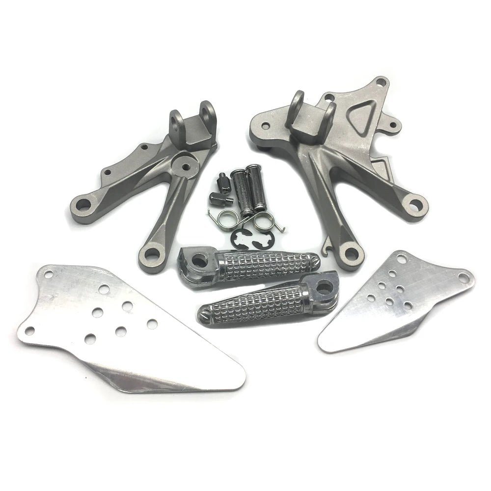 Silver Front Rider Foot Pegs Footrest Bracket For Kawasaki Ninja ZX10R 2006-2010