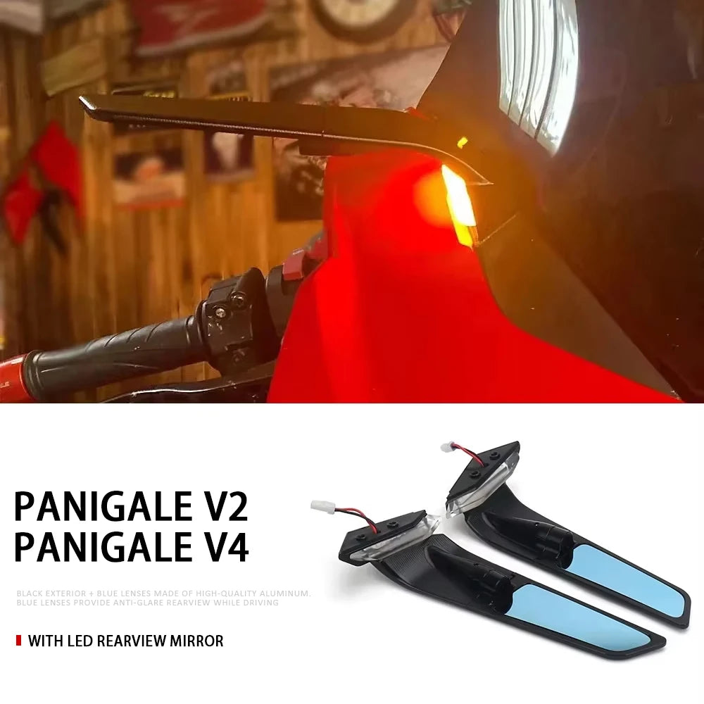 New Accessories Motorcycle For Ducati ANIGALE V4 2018-2024 With LED Turn Signals KitRearview Mirror Panigale V2 2020-2024