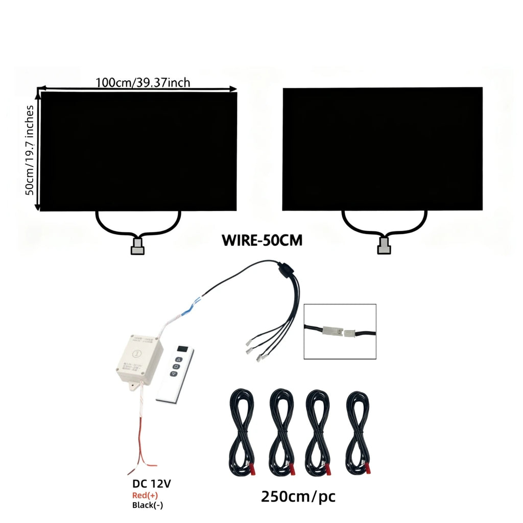 TINTWAVE Deep Black Smart Tint for Car Windows PDLC Smart Film 12V Electric Window Tint Remote Control Privacy Heat UV 2PCS Kit
