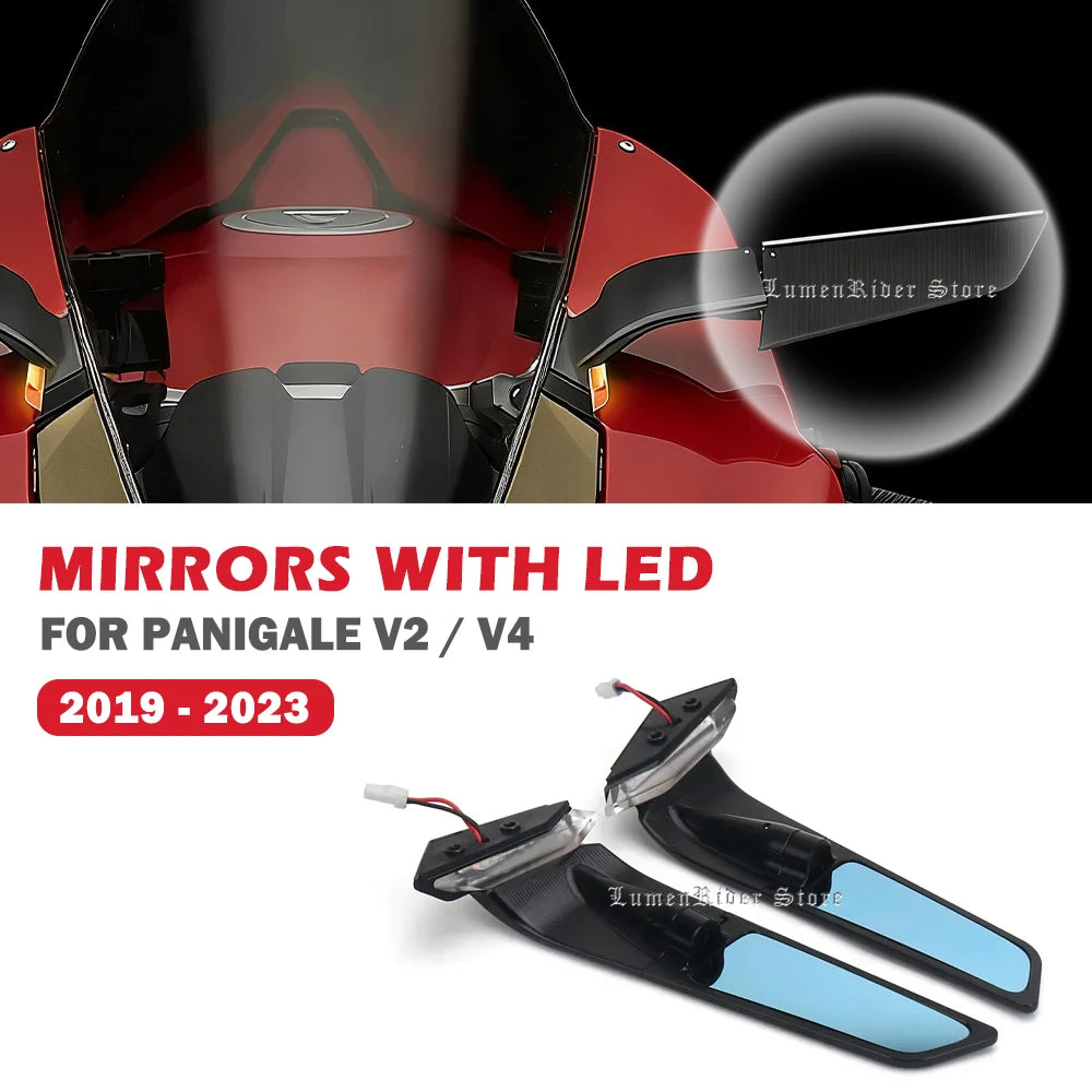 Panigale V2/V4 Rearview Mirrors with LED Rotating Adjustable Wing Mirrors for Ducati Panigale V2 2020-2023 PANIGALE V4 2019-2022