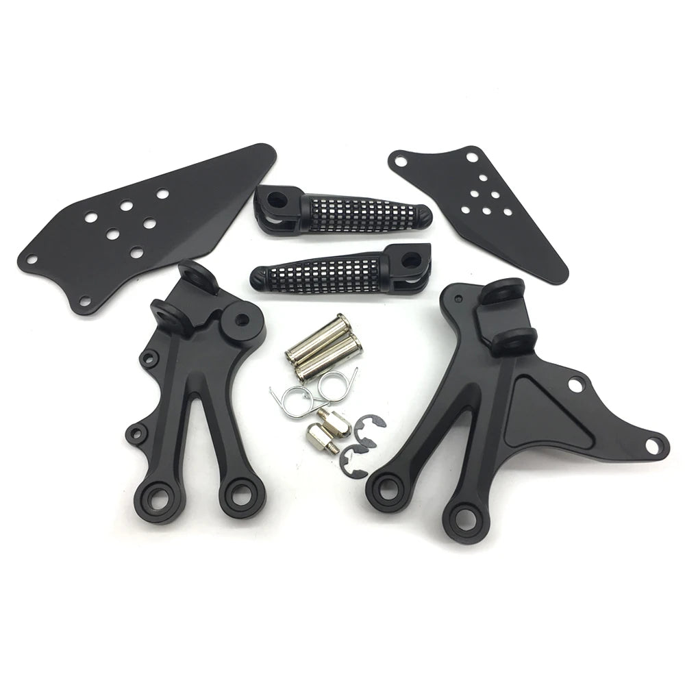 Motorcycle Black Front Rider Foot Pegs Footrest Bracket Fit For Kawasaki Ninja ZX10R 2004-2005