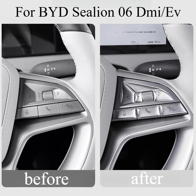 For BYD Sealion 06 Dmi/Ev Steering Wheel Epoxy Button Patch Interior Scratch Resistant Button Protector Automobiles Accessories