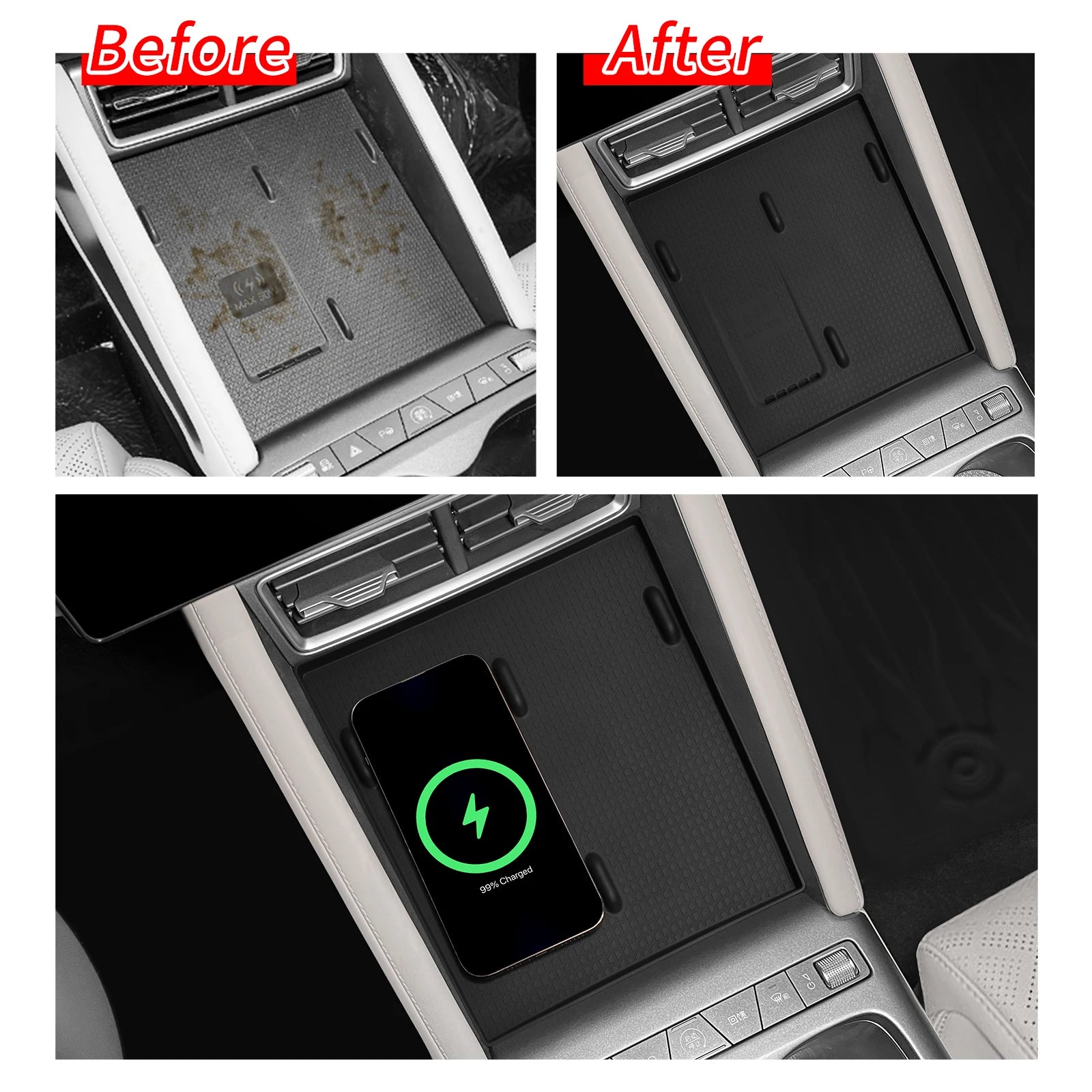 LUCKEASY for BYD Yuan UP/ Atto 2 2025-2026 Button Control Version Wireless Charging Pad Silicone Anti-Slip Mats Car Accessiories