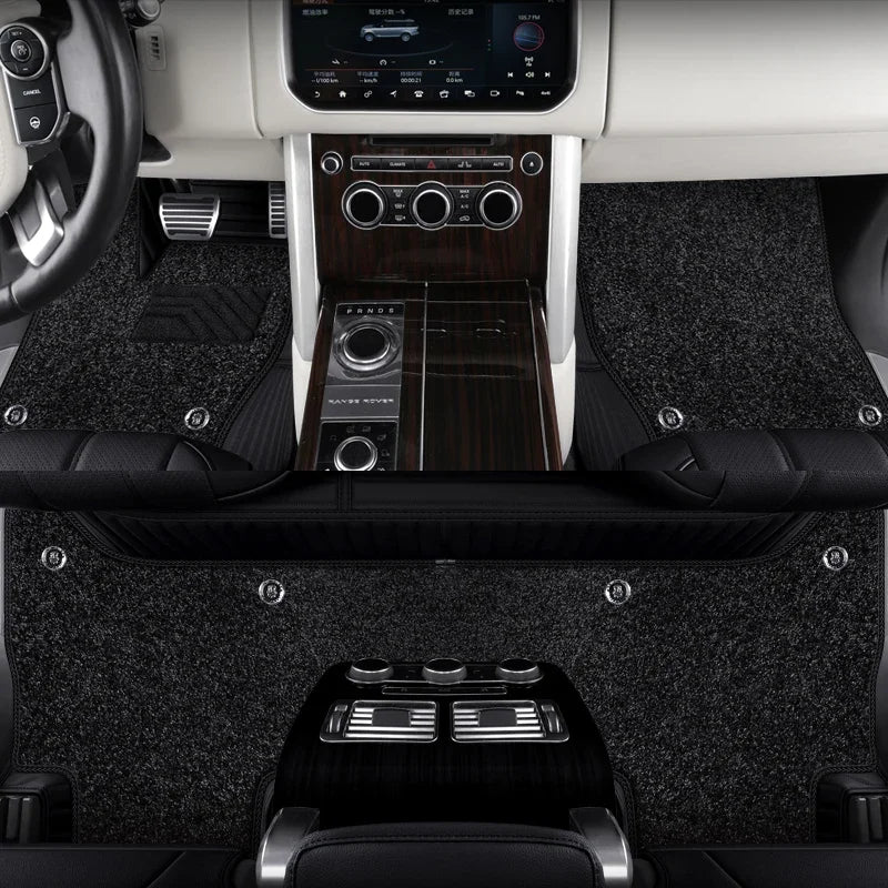 Custom Fit Floor Mat ECO Cowhide Leather for 5 Seaters Land Rover Range Rover Sport Velar Evoque Discovery 4 5 Defender