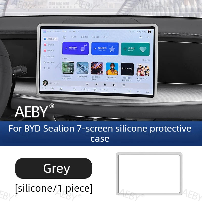 For BYD Sealion 7 2024 Dashboard Screen Bezel Cover,Silicone Shockproof Case,Interior Car Accessories,Original Silicone Bezel