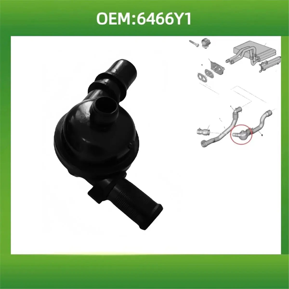 #75R Automotive Parts & Accessories,6466Y1 Car HEATER WATER PIPE for Peugeot 407 607 Citroen C5 C6 (Black)
