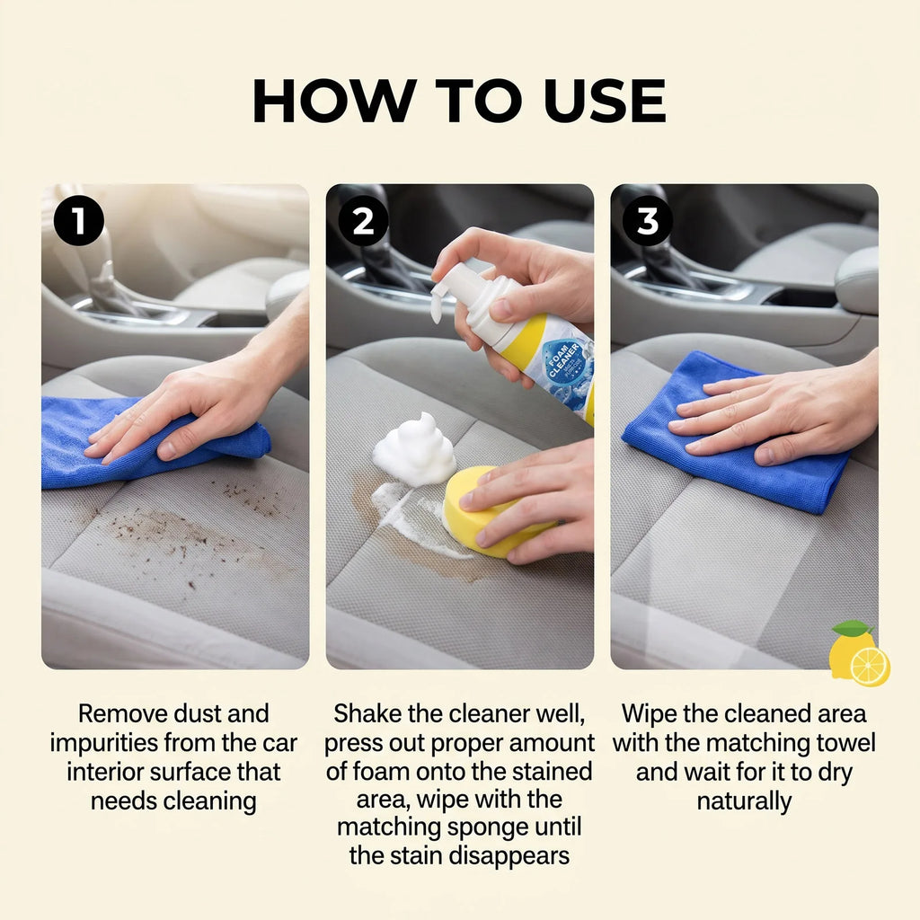 Multi Purpose Foam Cleaning Kit Deep Stain No Scrub Car Interior Universal Detailing Set Household Auto Care Treatment Set