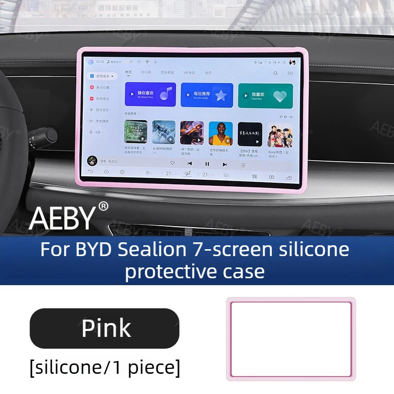 For BYD Sealion 7 2024 Dashboard Screen Bezel Cover,Silicone Shockproof Case,Interior Car Accessories,Original Silicone Bezel