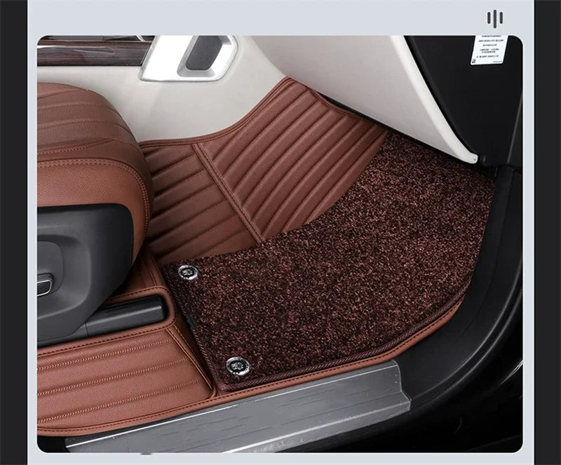 Custom Fit Floor Mat ECO Cowhide Leather for 5 Seaters Land Rover Range Rover Sport Velar Evoque Discovery 4 5 Defender