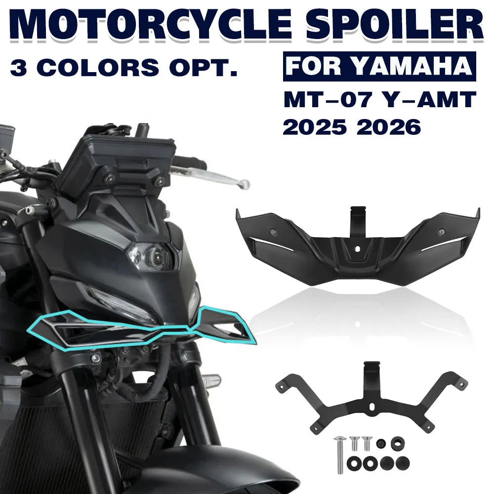 For Yamaha MT-07 MT07 Y-AMT 2025 2026 Wing Downforce Front Spoiler Naked Aerodynamic Winglet Front Lip Spoiler Extension Cowl
