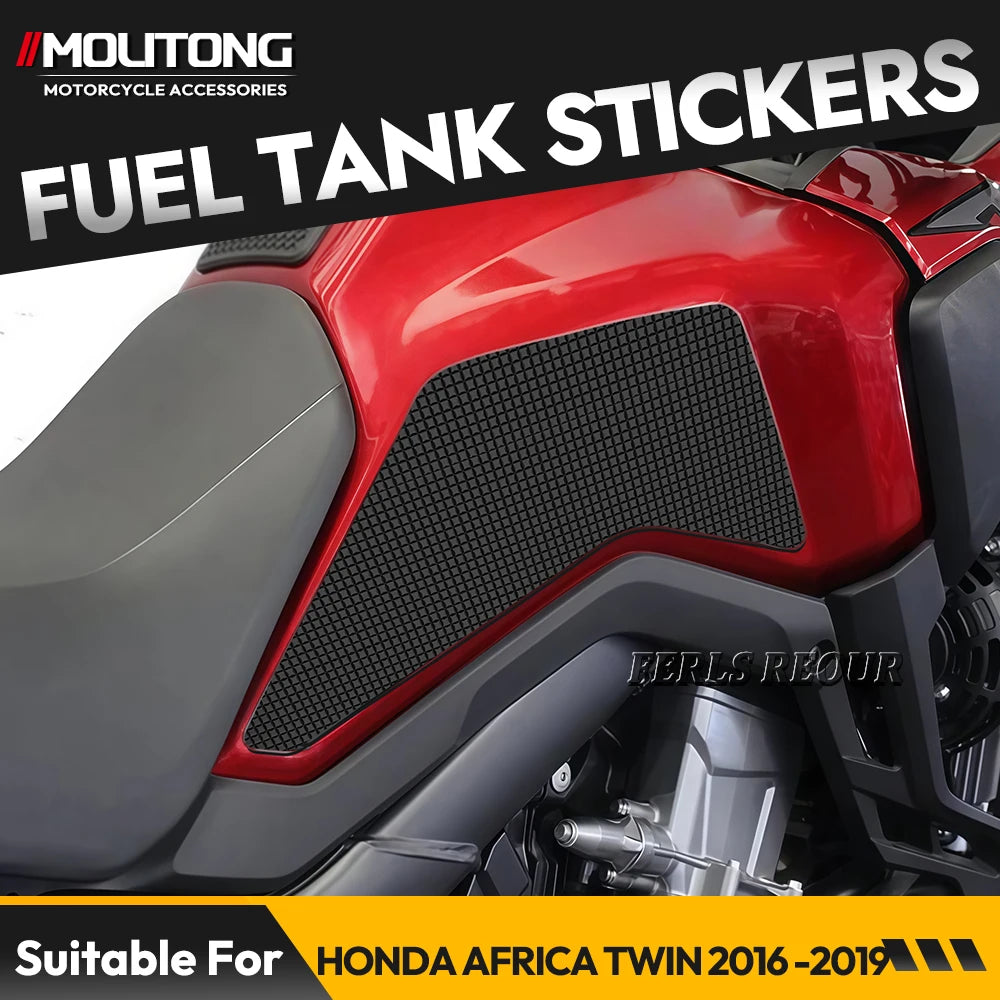 Fuel tank stickers for Honda AFRICA TWIN 2016-2019, black anti-slip fuel tank mats, motorcycle fuel tank protectors
