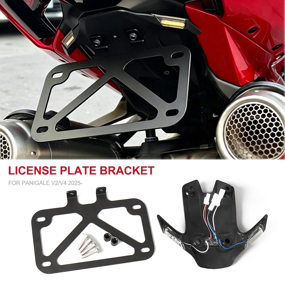 Motorcycle Rear Short Tail Fender Eliminator LED Light License Plate Holder Bracket For Ducati Panigale V4 PANIGALE V2 2025 2026