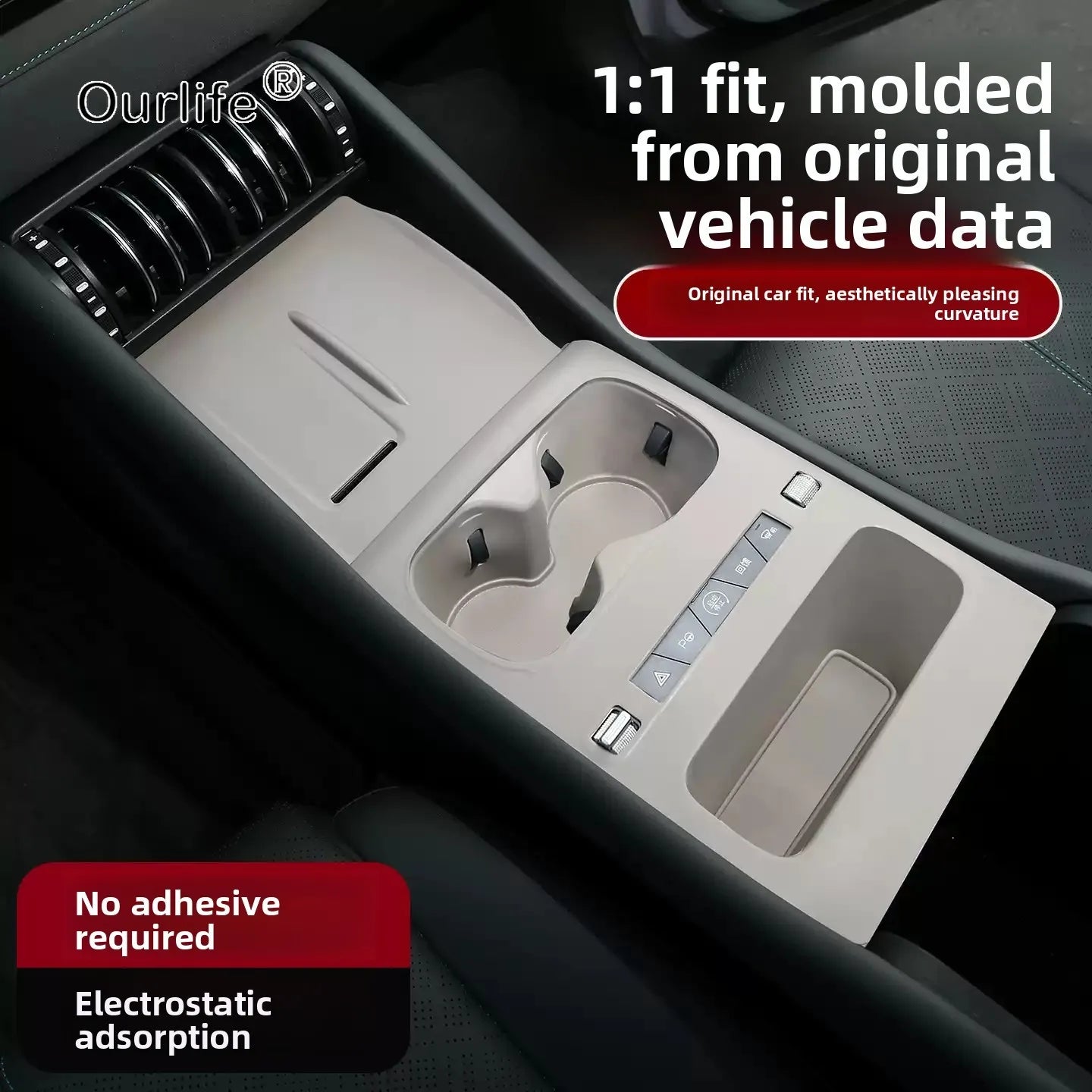 Center Console Silicone Pad,For BYD Atto 3 Evo Accessories 2026,Strong Anti-Slip Waterproof Splash-Proof Temperature-Resistant