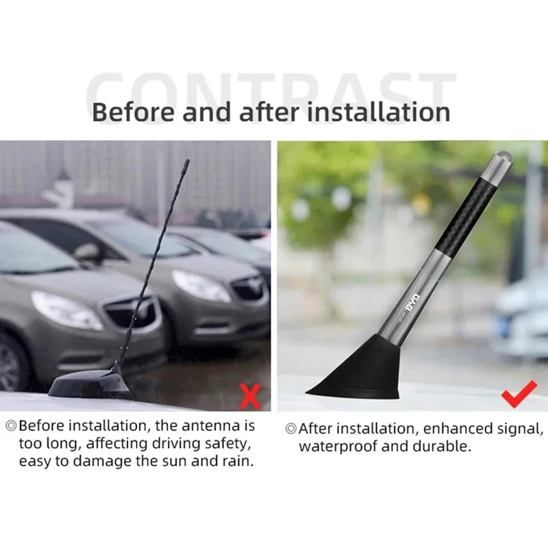 Strong Signal 12cm Car Antenna for BYD Atto 3 Seal Dolphin Sealion 6 Yuan Plus Seal U Tang Telescopic Carbon Fiber Radio Antenna
