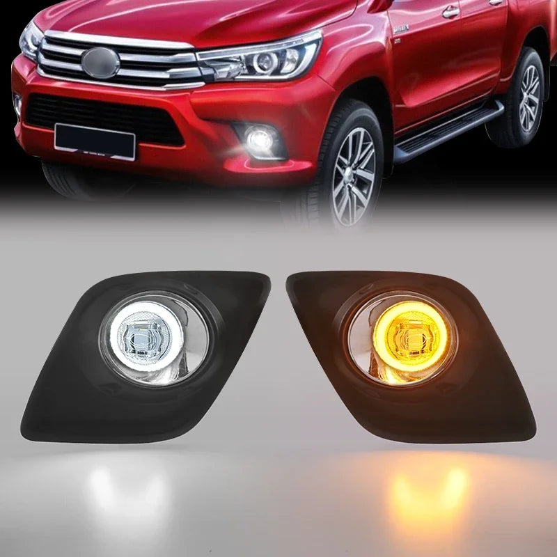 For Toyota Hilux Revo 2015 2016 2017 2018 2019 Car Fog Lamps LED Halogen Daytime Running Lights DRL Front Bumper Daylights 12V