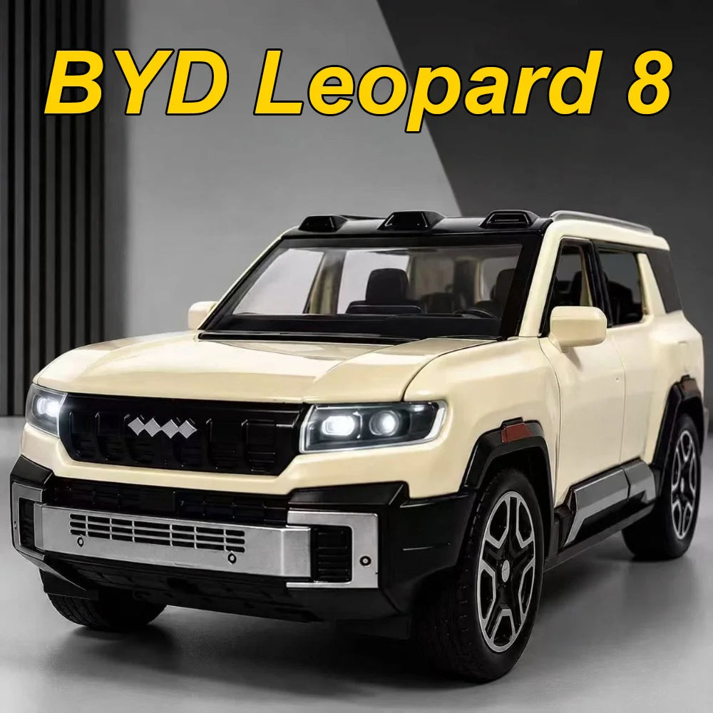 1:32 BYD Leopard 8 Yangwang U9 Diecast Alloy Model Toys Car Doors Can Be Opened Rear Wheel Return Force Vehice Fashion Ornaments