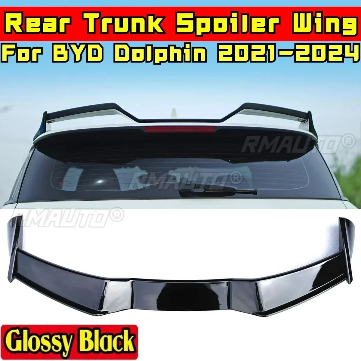 Dolphin Body Kit Rear Roof Spoiler Rear Wing Glossy Black DC Style Rear Roof Wing for BYD Dolphin 2021-2024 Car Accessories